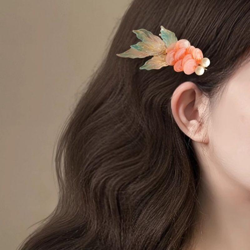 Super Fairy Goldfish Glass Hair Clip Chinese Style Side Broken Hairclip Decoration Retro U-shaped Hairclip Travel Hair Accessory