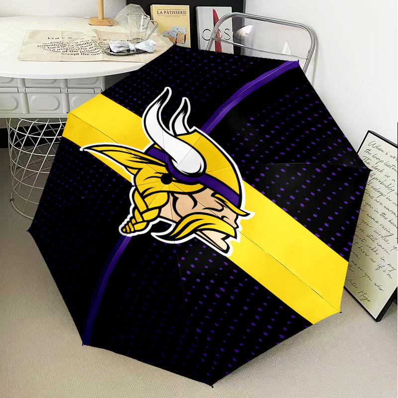 Minnesota Vikings Artwork Umbrella Folding Umbrella, Automatic Umbrella 8-Frame for Travel, Camping Use Gift for Halloween Christmas