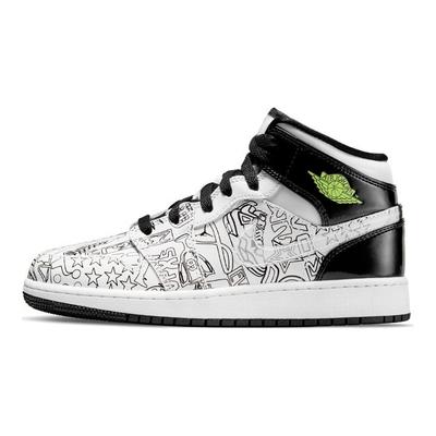 Air 1 Mid SE GS DIY Dětské tenisky Bílá Černá Volt DC4099-100