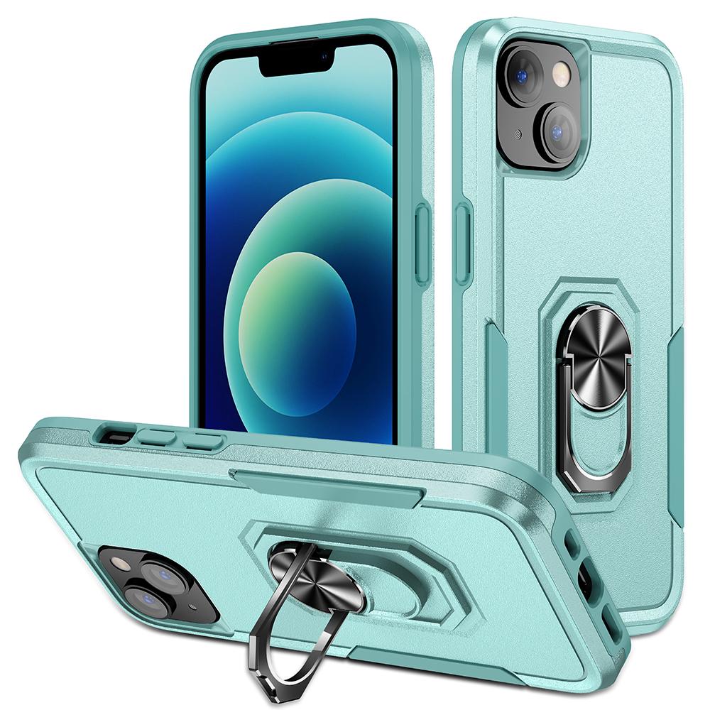 For iPhone 15 PC+TPU Shockproof Cover Anti-fall Phone Case with Ring Kickstand