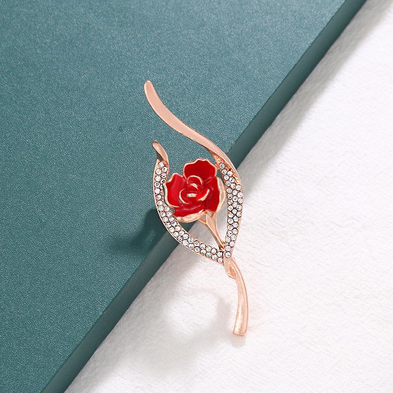 Broșă Florală de Lux cu Strasuri în Stil Coreean - Pin Elegant pentru Guler de Damă