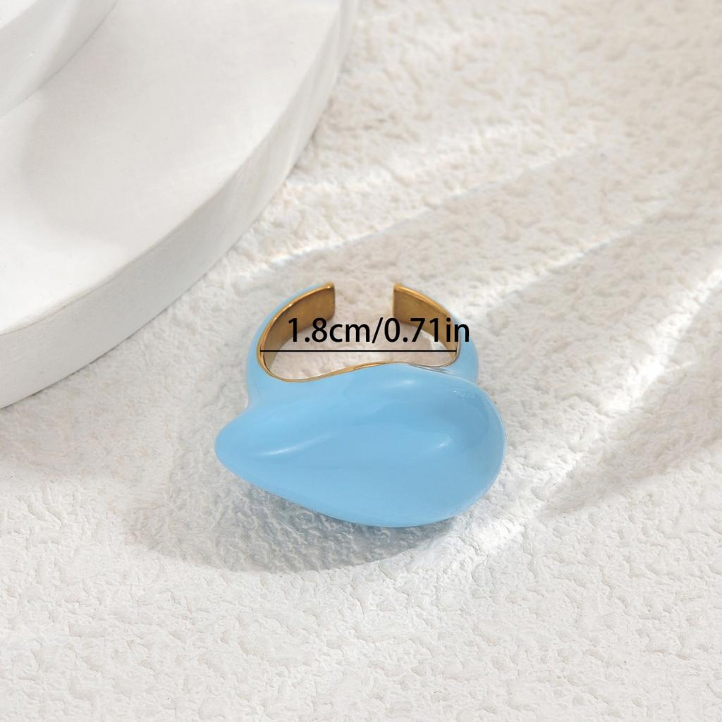 2025 New Geometric Wind Women's Ring Niche Cute Dripping Oil Water Drop Open Ring Versatile Index Finger Ring