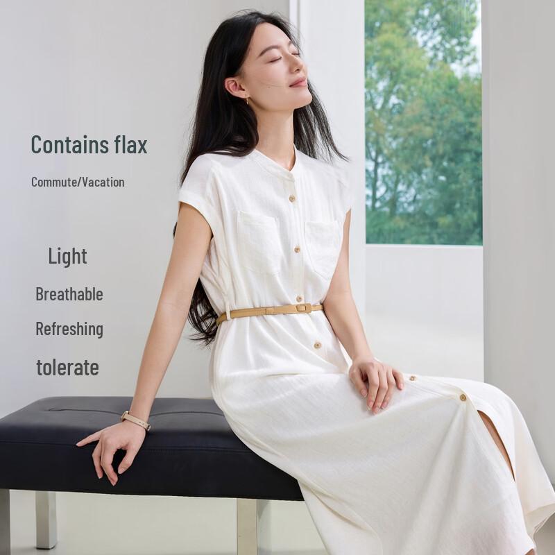 IHIMI Linen-Blend Resort Commuter Dress XL