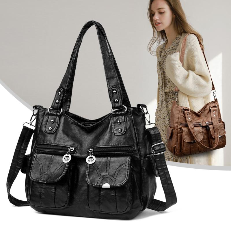 Designer Women Soft Leather Shopping Handbags Luxury Female Shoulder Crossbody Bag Ladies Casual Totes Shopper Messenger Bags