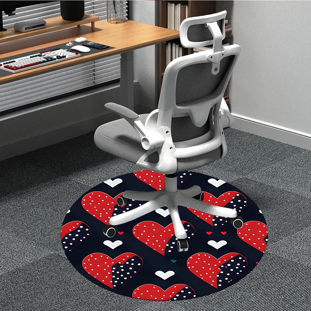 1PC Polka-Dot Hearts Chair Carpet for Office Non-Slip, Lightweight, Machine Washable Rug for Office, Sleeping, Room - Holiday DecorPolyester 80cm by 80cm