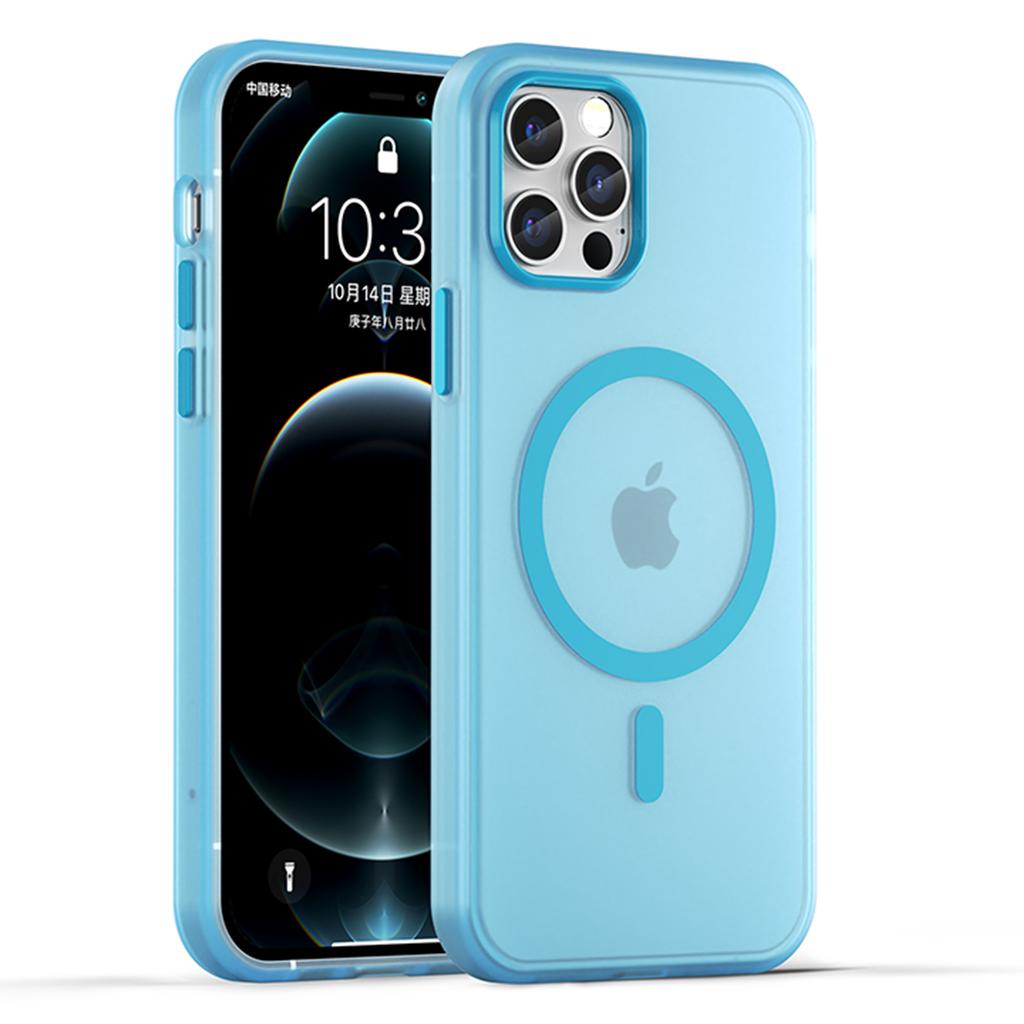 For iPhone 12 Pro Max 6.7 Inch Magnetic Case Translucent Matte TPU+PC Phone Cover Compatible with MagSafe
