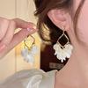 Holiday Style Long Tassel Stud Earrings New French Shell Diamond Earrings High-end Temperament Versatile Earrings