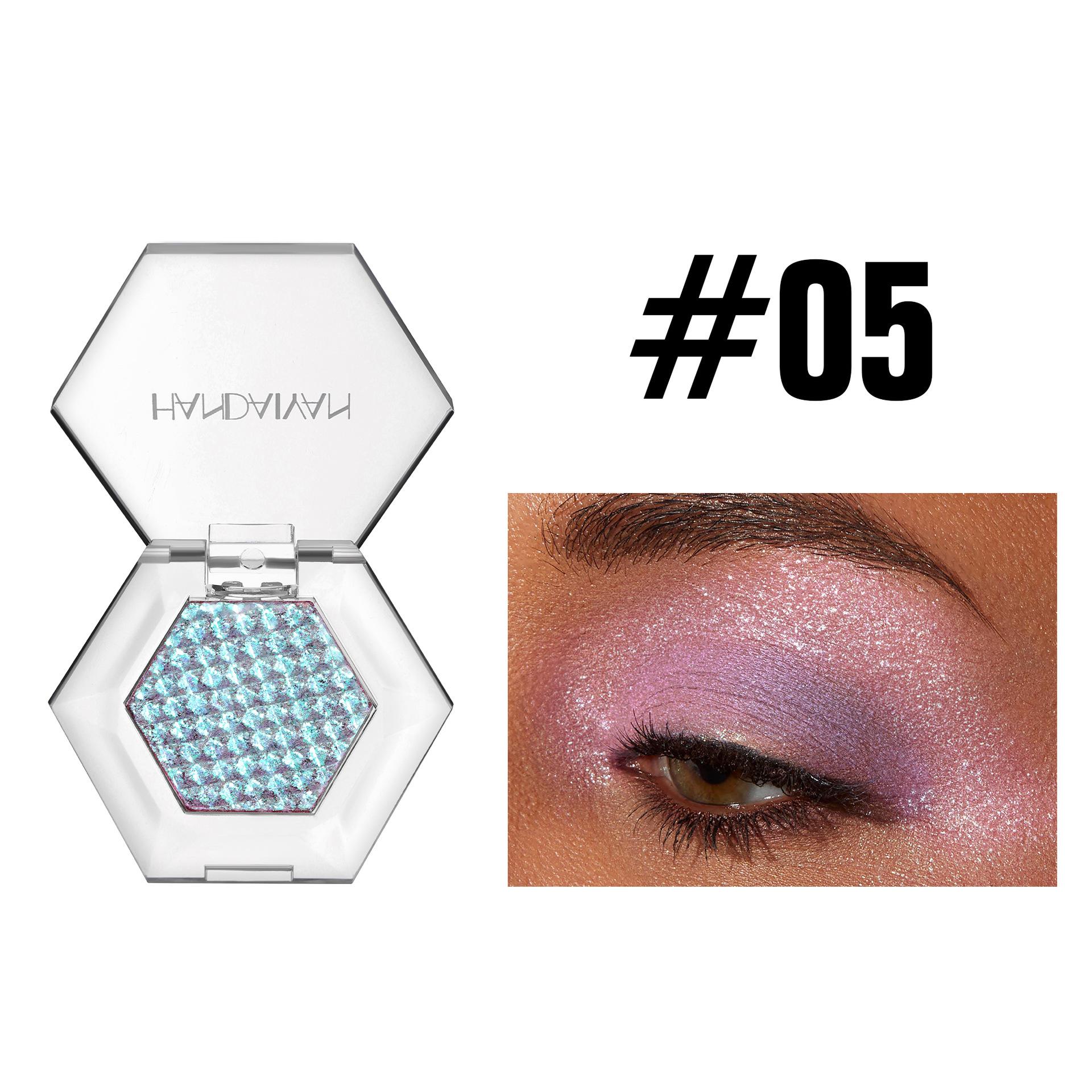 

Тени для век HANDAIYAN Eyeshadow Chameleon Fine Sparkling Eyeshadow Hexagonal 5 цветов в наличии Картофельное пюре одноцветные тени для век 1.3g