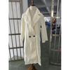 Manteau Trench Long Midi Oversize à Col Cranté pour Femme en Mélange de Laine Simple Boutonnage