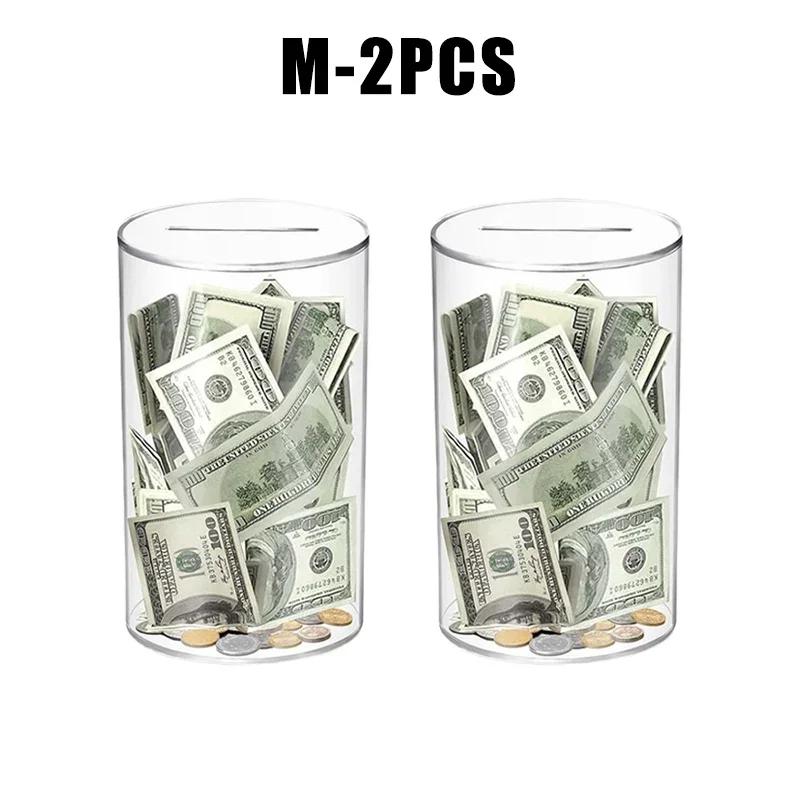 Modern Acrylic Money Jar Piggy Bank Child-Safe Unopenable Design Transparent Coin Savings Container Home Decor Desk Organizer