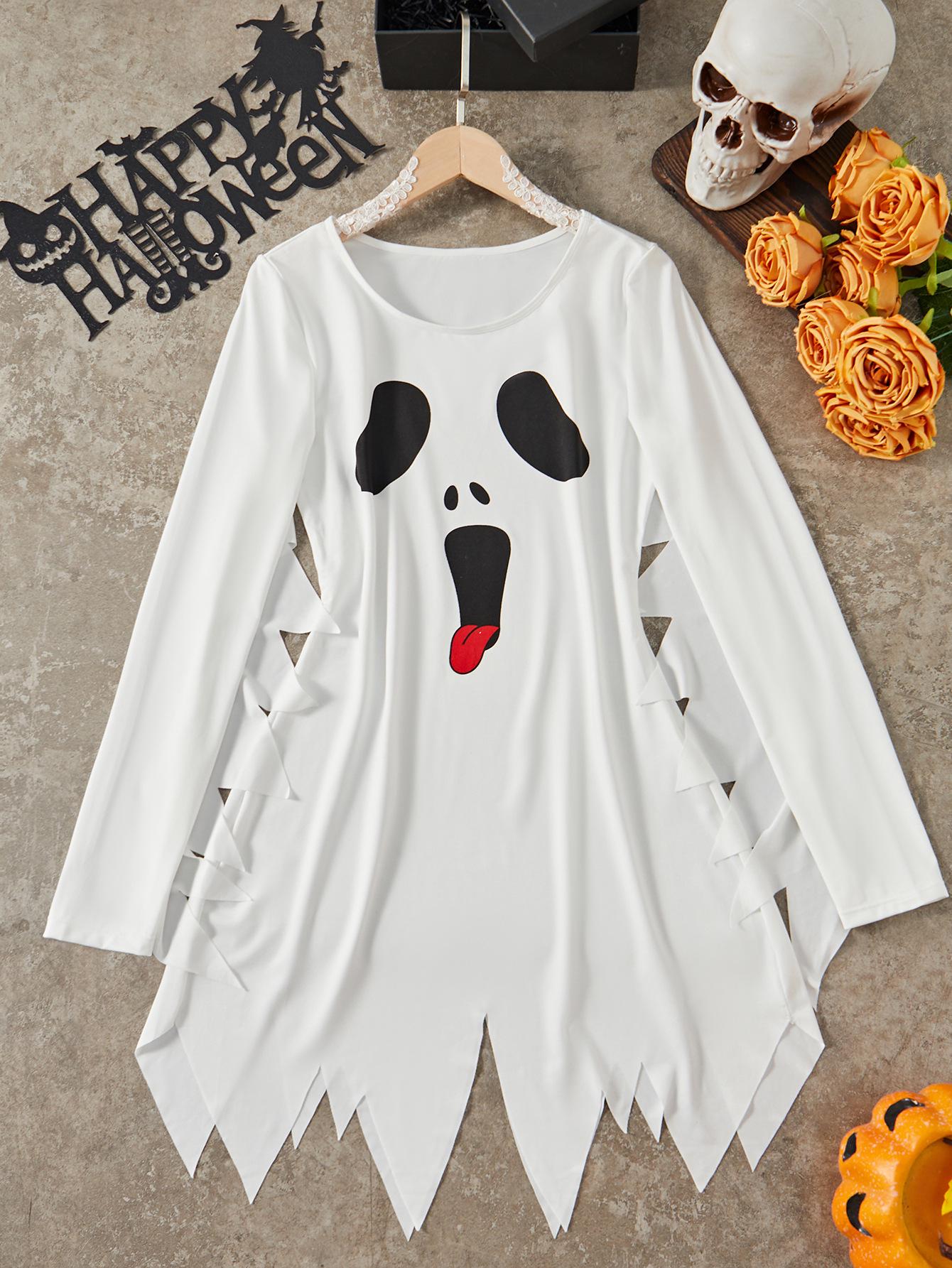 

Cross-Border European & American Sexy Halloween White Ghost Dress Costume for Women XL белый