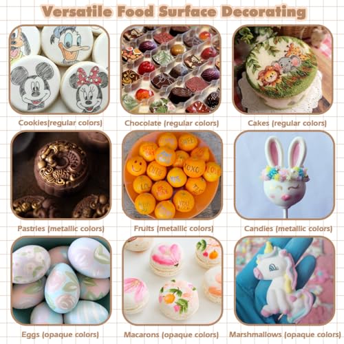 FUNSHOWCASE Food Coloring Pens, Metallic Pens, 10-Color Set, Double-Sided Line Drawing Pens, Food Coloring, Food Coloring Markers, Food Grade, for Swe