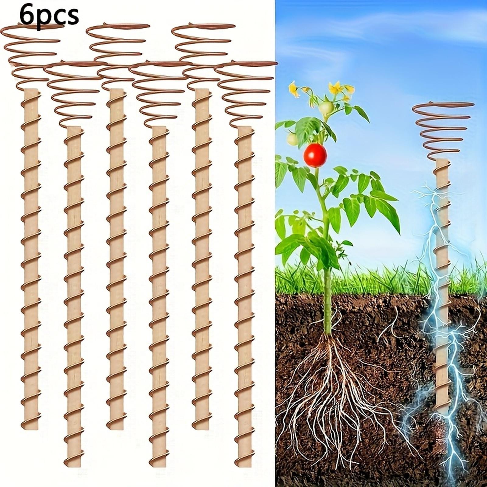 

6pcs 30cm Copper Garden Stakes Suitable For Electroculture Planting - Coil Antenna Support With Copper Wire For Outdoor/ Use One Size коричневый