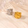 Vintage Wrinkle Texture Rings For Women Men Gold Color Stainless Steel Geometric Open Ring Couple Punk Christmas Jewelry