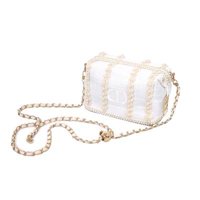 [Borsa Cosmetica Personalizzata] Fantasia Incredibile Stella Crema Francese Elegante e Delicato Tessuto Bianco Testurizzato Borsa portaoggetti