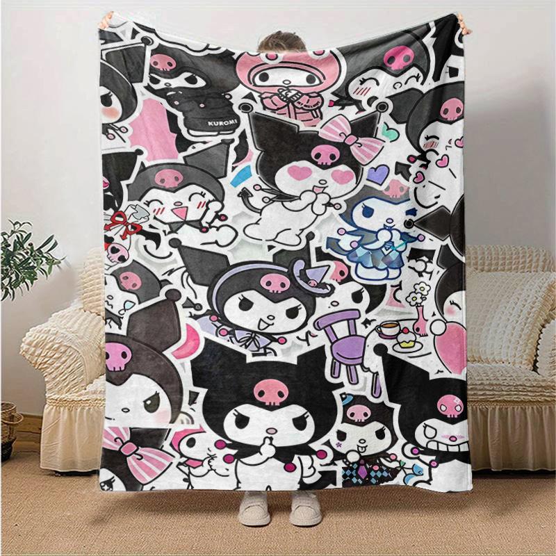 

1pc Kuromi Collage Throw Blanket, Cartoon Character Decorative Blanket for Room, Soft Bedding Cover, Perfect Gift for Birthday or Holiday Season, Suit 130x150cm