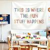 Muted Rainbow Letter Tapestry Wall Hanging Classroom Better With You Inspirational Aesthetic Wall Art Nursery Decor