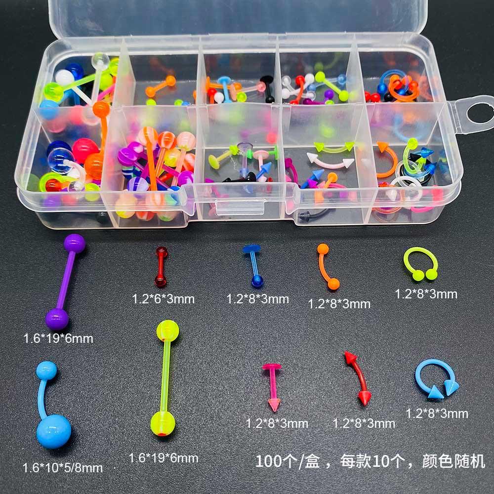 1Set Piercing accessory set - stainless steel nose ring, acrylic candy-shaped soft rod, body piercing accessory