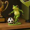 Cute Frog with Football Player Statue, Garden Whimsical Stable Resin Figurine for Outdoor Indoor Table Decor