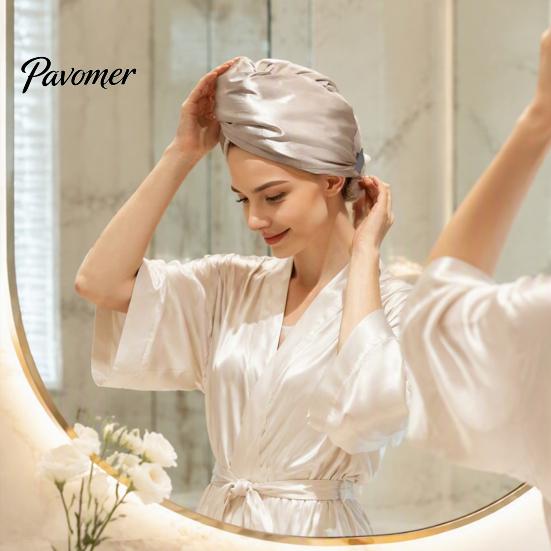 Hair Drying Towel Wrap Satin Microfiber Wrap, Dual Sided Fast Turban for Long Shower, Spa, Sleeping, Ultra Absorbent All Types