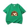 Kids Cotton T Shirt Cute Peeking Hedgehog Print Crew Neck Short Sleeve Tee Casual Breathable Boys Girls Summer Tops