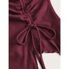 Women's Winter Drawstring Slit Irregular Waffle Style Slim Fit Strapless Vest Top