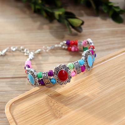 Handmade Yunnan Bracelet Women's Versatile Retro Colored Stone Bracelet Nepalese Characteristic Holiday Accessories