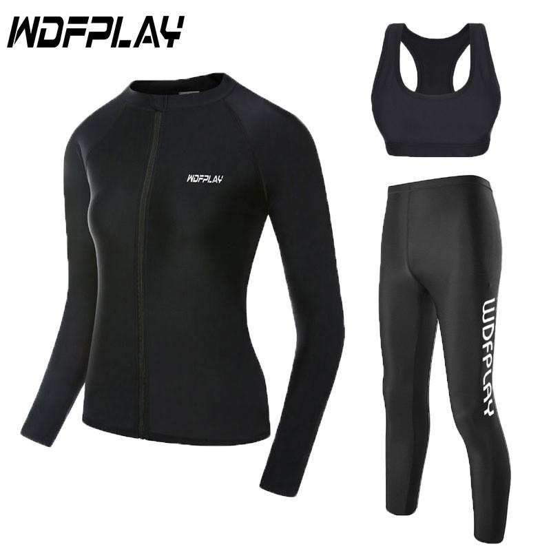 Womens UV Protection Rash Guard Set Quick Dry Swimsuit Snorkeling Surfing Swimming