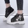 Women Sneakers New Canvas High-top Women Shoes 2025 Breathable Denim Sneakers Women Summer Thick Bottom Heightening Casual Shoes