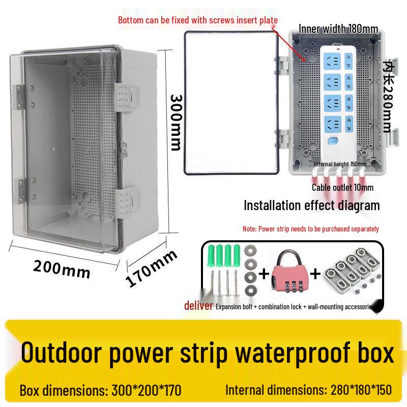 Zamykana wodoodporna skrzynka gniazdkowa zewnętrzna z osłoną przeciwdeszczową