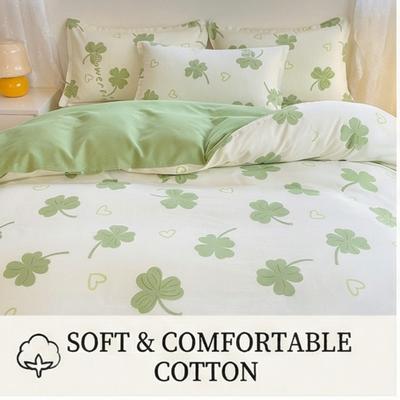 Pure Cotton Four-piece Set with Thickened and Brushed Texture, Fresh and Light All-cotton Bed Sheets, Pillowcases and Bed Skirts.