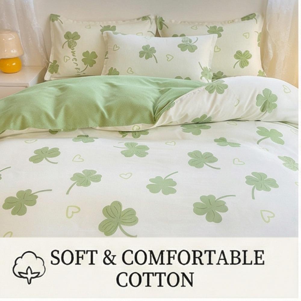 Set Quattro Pezzi in Puro Cotone con Texture Ispessita e Spazzolata, Lenzuola, Federe e Coprirete in Puro Cotone Freschi e Leggeri.