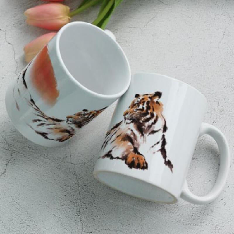 eh177-Design Mug 2p-Tiger Calligraphy