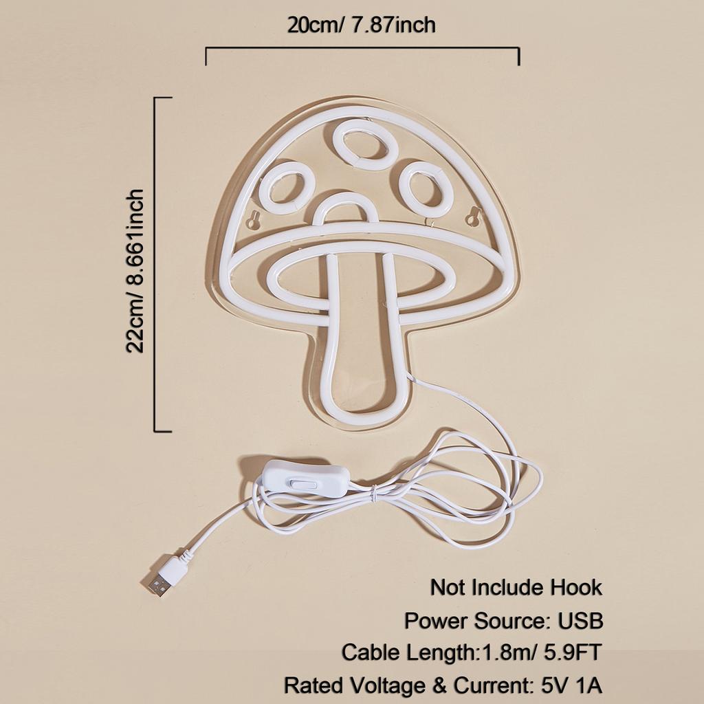 Chi-buy LED Neon Mushroom USB Powered Neon Signs Decor Lamp Signs Birthday Gift Wall Art For Bedroom Room Bar Shop