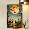 Vintage Halloween Witch Metal Sign 8x12in, Retro Bat Wall Decor for Home Garden Cafe Garage, Indoor Outdoor