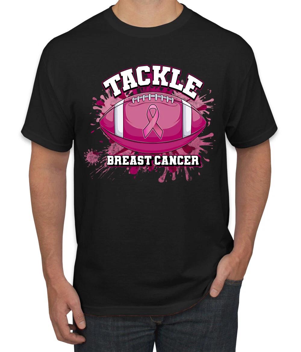 Tougher Than Cancer Football Paint Splatters Awareness Mens T- Shirt 4XL