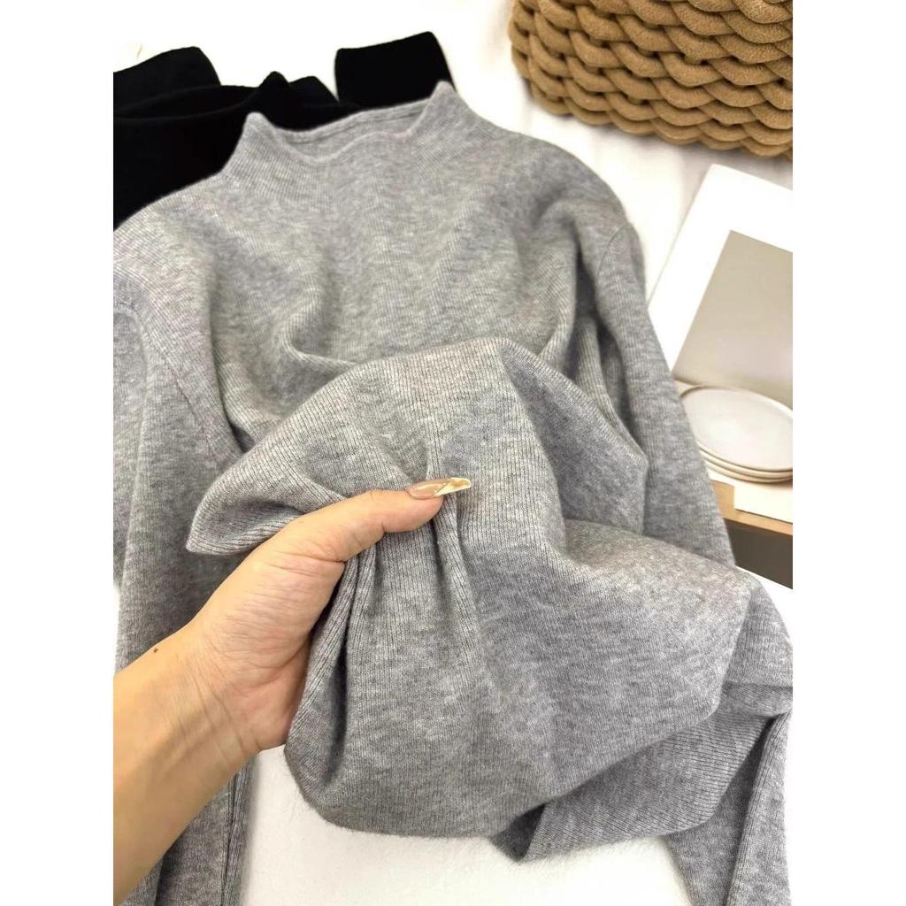Korean-Style Soft Slim-Fit Semi-High Neck Sweater for Autumn/Winter - Women's Knit Pullover Base Layer Top