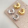 2026 New Geometric Simple Minimalist Round Gold Color Silver Color Thick Metal Hoop Earrings for Women Fashion Jewelry Wholesal