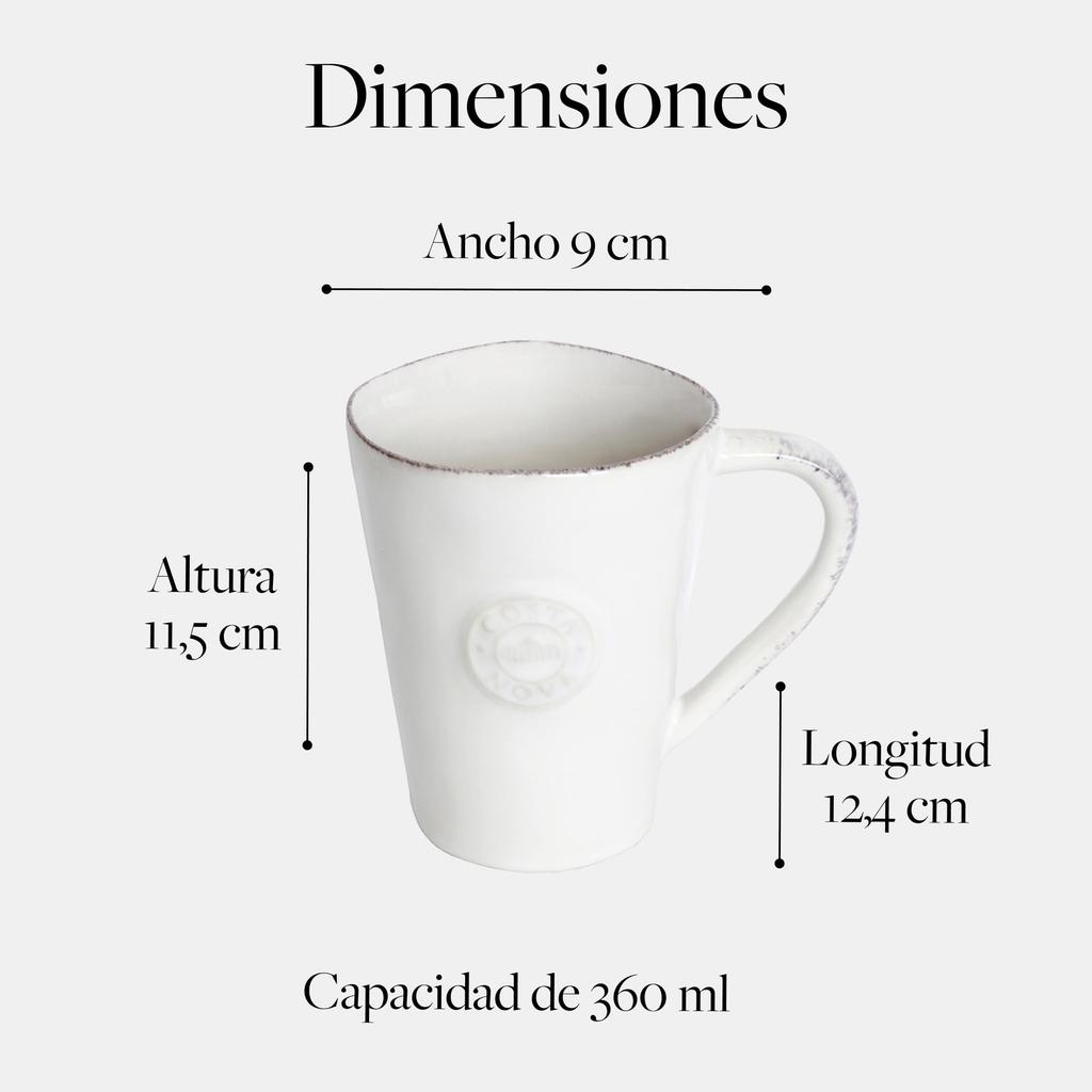 [Officially Imported] Costa Nova Mug, 360ml, White, Dishwasher and Microwave Safe, NOC121W