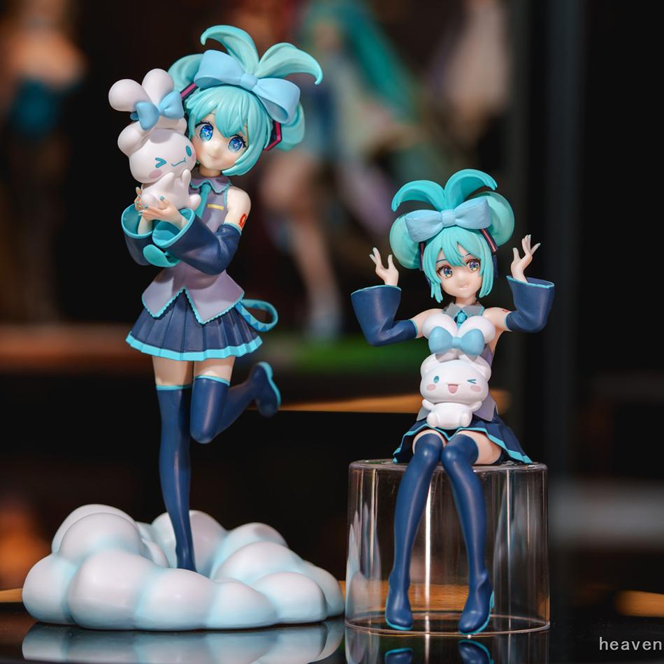 20CM Anime Hatsune Miku X Cinnamoroll Figur Anime Tilbehør Samleobjekter Modeller Dekorative Pynt Barn Kawaii Gave Leketøy