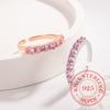 925 Sterling Silver Jewelry 18K Gold Plated Pink Crystal Finger Rings for Women Wedding Party Jewelry For Girls Friend Gift