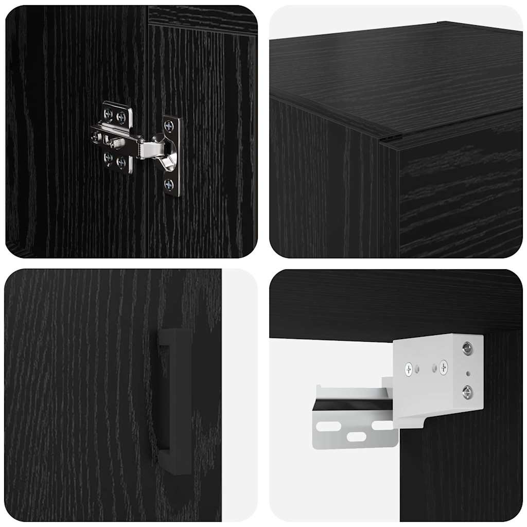 Wall Mounted Cabinet Black Oak Effect 34.5 X 34 X 90 Cm