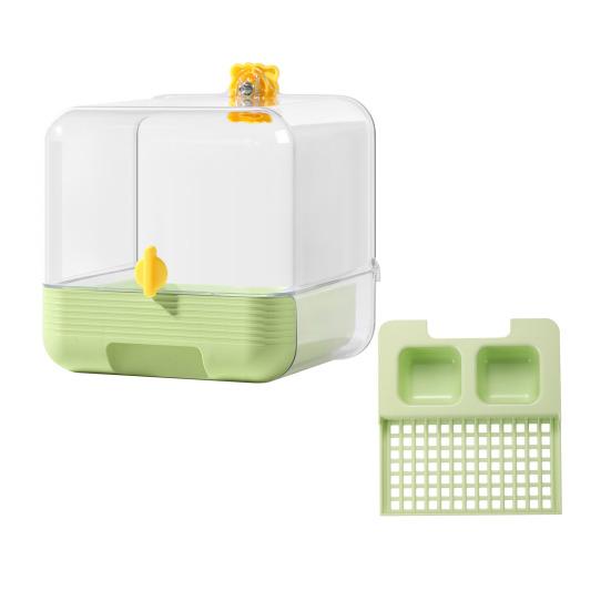 No Mess Bird Cage Feeder 2 in 1 Transparent Parakeet Bathtub with Bottom Drawer Multi-functional Shower Box for Budgies Parakeet Small Parrot