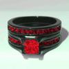 Fashion Couple Rings Romantic Red Rhinestones CZ Women Rings Set Trendy Men Stainless Steel Zirconia Ring Wedding Band Jewelry