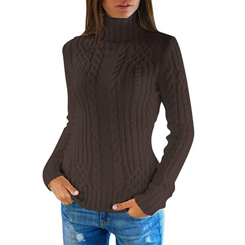

Кашеміровий светр Жіночі в язані светри Вовняна водолазка Пуловер з довгим рукавом Зима-осінь Джемпер Одяг Жіночий пуловер L глибокий кавового кольору
