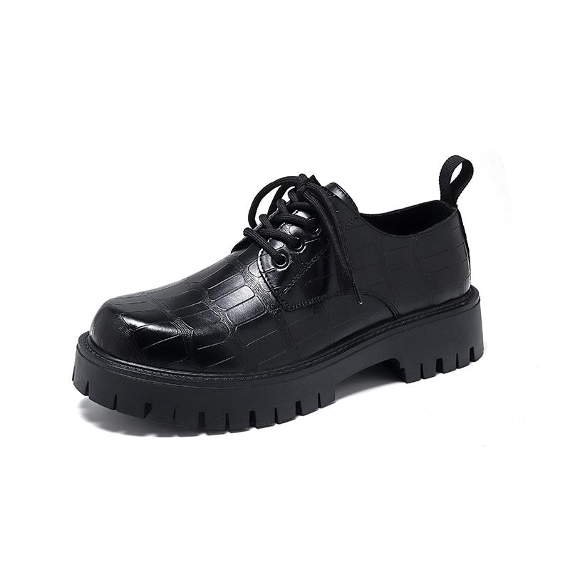 

Мода 2024 года, мужская весна-осень, маленькие кожаные туфли, модная платформа, тренд, универсальная, японская, корейская, деловая, повседневная обувь, мужская обувь 44 чёрный