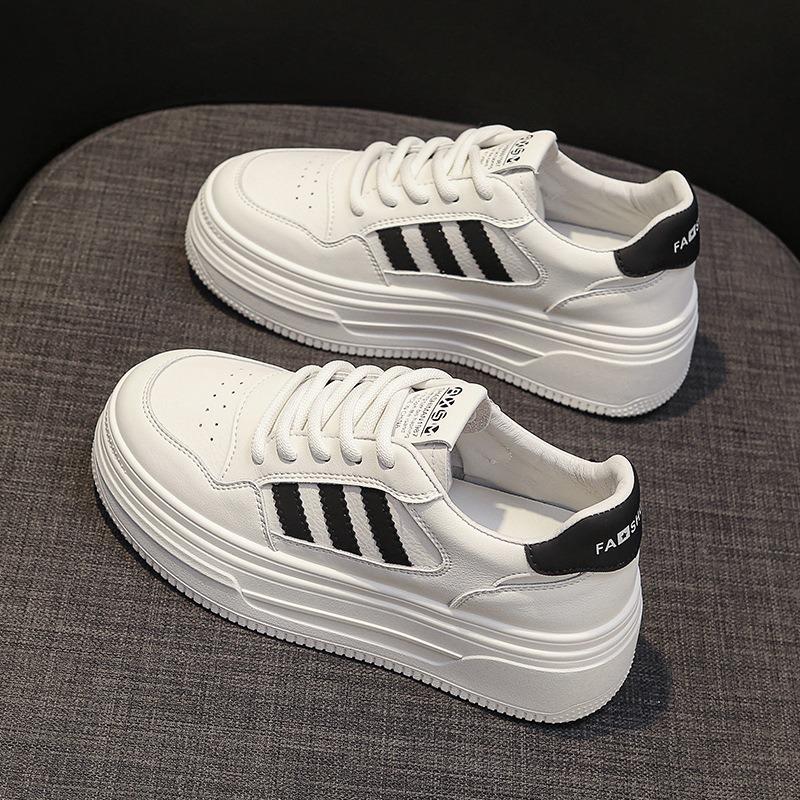 Leather little white shoes platform heightening women's shoes spring new fashion versatile board shoes casual sports shoes