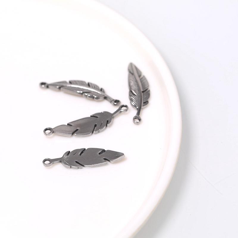 Titanium & Stainless Steel Feather Charms for DIY Jewelry - Pendants for Bracelets & Necklaces.