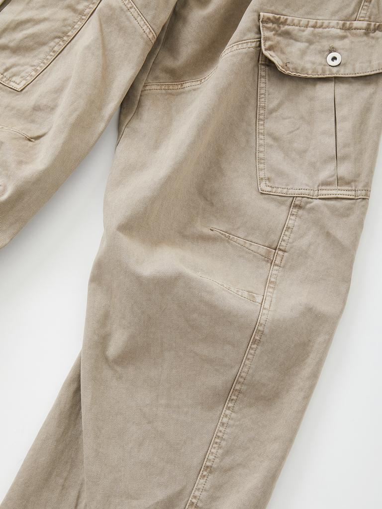IKALOOK Loose Fit Washed Chino Work Cargo Pants Dpt133