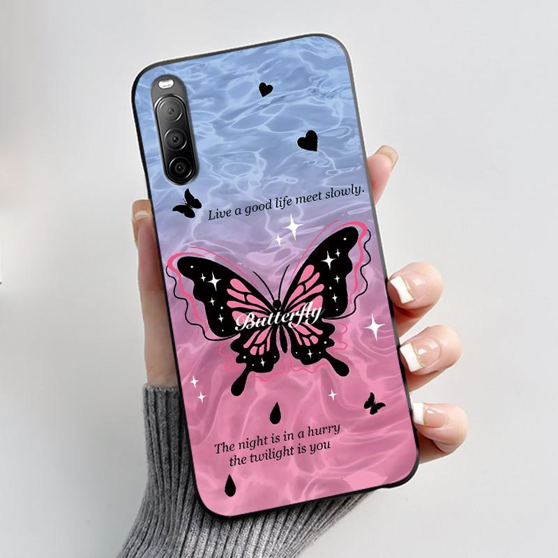 Fodral För Sony Xperia 10 II / 10 III Mobilskal Estetiskt Mode Söt Katt Astronaut Svart Silikon Mjuk Stötdämpande Baksidesskydd